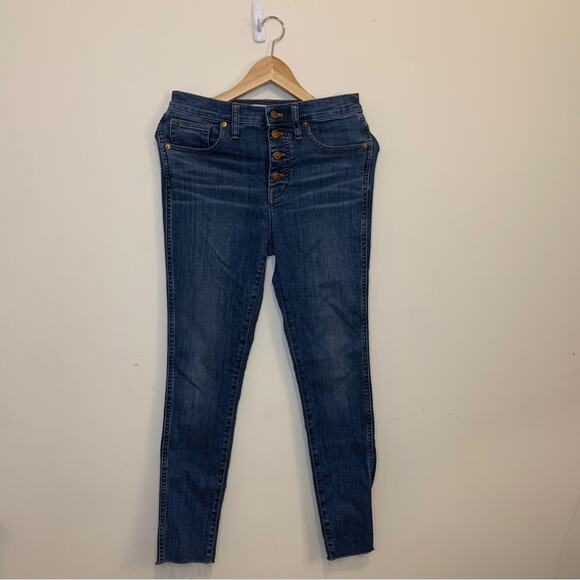 Madewell 10" High Rise Skinny Jeans Button Fly Raw Hem 27 - Picture 3 of 13